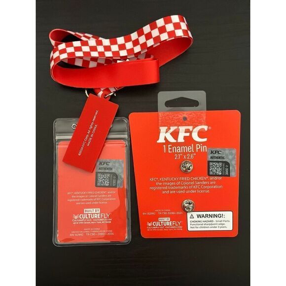 KFC Checkered Print Lanyard and Pin Set - Picture 2 of 2